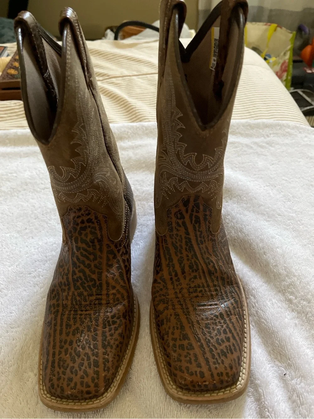 Ariat Brown Leopard-Pattern Kids Western Boots